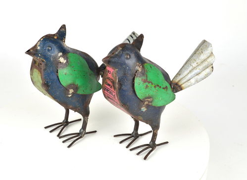 Metall Vögel aus recyceltem Blech 2er Set