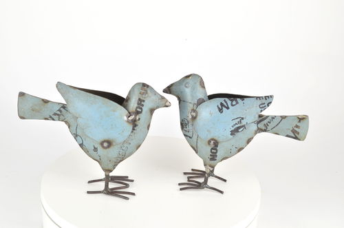 Metall Vögel aus recyceltem Blech 2er Set